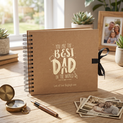 Personalised Best Dad In The World Scrapbook Photo Album Gift Foil Print Birthday Christmas or Fahers day