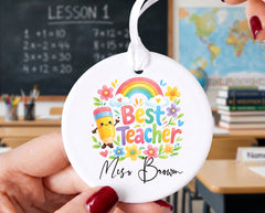 Personalised Best Teacher Ornament Keepsake Gift for End Of Year Leaving Present