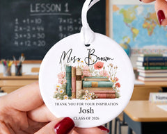 Personalised Thank You Teacher Ornament Keepsake Gift for End Of Year Leaving Present