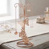Vintage Style gold metal jewellery stand, with flowers and butterflies 22.5cm tall ukgiftstoreonline