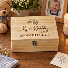 Personalised Large Boy's First Birthday Gift Keepsake Box Engraved Personalised Birthday Gift Raised Words