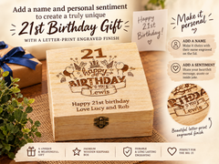 Personalised 21st Birthday Wooden Keepsake Box Gift Engraved Keepsake Boxes ukgiftstoreonline