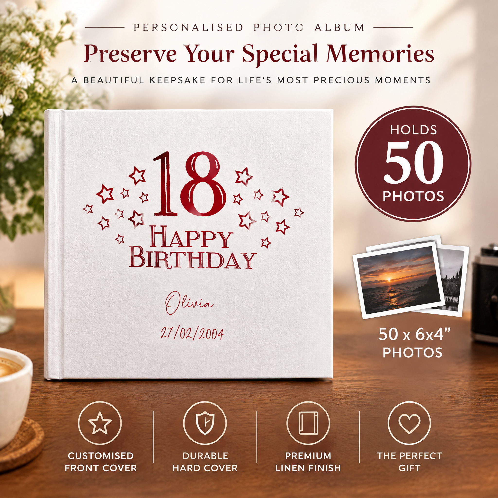 Personalised Any Age Birthday Gift Photo Album Star Design 18th, 21st, 30th, 40th, 50th, 60th Birthday Photo Album ukgiftstoreonline