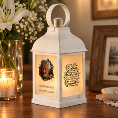 Personalised Memorial Photo Upload Lantern, Memorial Candle, Your Life Was A Blessing memorial lantern ukgiftstoreonline