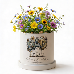 Personalised Dad Plant Pot – Handcrafted Planter With Dad Flower Design ukgiftstoreonline