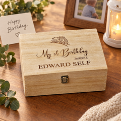 Personalised Large Boy's First Birthday Gift Keepsake Box Engraved Personalised Birthday Gift Raised Words