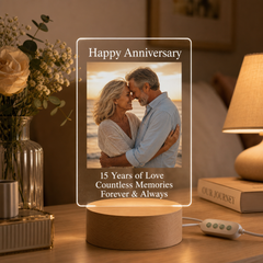 Personalised LED Photo Frame Night Light – Custom Picture Gift for Mum, Dad, Anniversary, Wedding, Birthday Keepsake