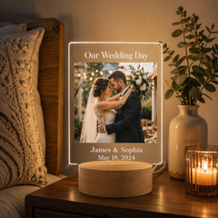 Personalised LED Photo Frame Night Light – Custom Picture Gift for Mum, Dad, Anniversary, Wedding, Birthday Keepsake
