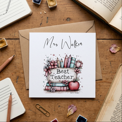 Thank You Teacher Card, Personalised Teacher Card, End of Term Card, Teacher Gift