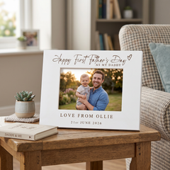 Personalised Fathers Day Frame - White Wooden Photo Frame Engraved Keepsake Gift Pet Photo Frame ukgiftstoreonline