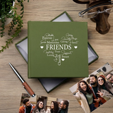 Friends Word Heart Olive Green Photo Album Gift For 50 x 6"x4" Family Photo album ukgiftstoreonline