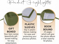 Friends Word Heart Olive Green Photo Album Gift For 50 x 6"x4"