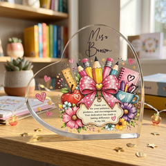 Personalised Teacher Gift Heart Block In Gift Box End of Term Leaving Thank You Gift