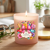 Personalised Teacher Gift Candle Thank you End of Year leaving Gift personalised Candle Lights ukgiftstoreonline Pink Candle Fresh cotton