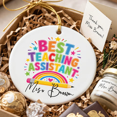 Personalised Best Teaching Assistant Ornament Keepsake Gift for End Of Year Leaving Present