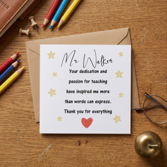 Thank You Teacher Sentiment Card, Personalised Teacher Card, End of Term Card, Teacher Gift