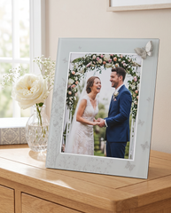 Large 8" x 10" Aperture Silver Butterfly Photo Frame For Home Decor Weddings etc
