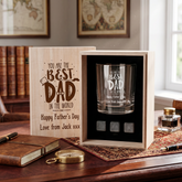 Personalised Best Dad Whisky Gift Set Stones & Tumbler Glass Engraved For Fathers Day Birthday or Christmas Personalised Whisky Stones ukgiftstoreonline