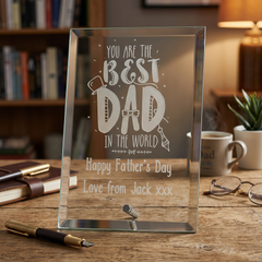 Personalised Engraved Glass Plaque Best Dad Ever Gift For Fathers Day, Birthday or Christmas