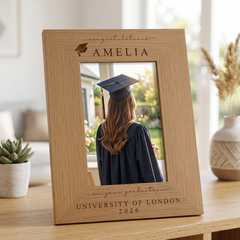 Graduation Gift | Congratulations Gift for University Graduate | Personalised Frame Engraved Oak Finish