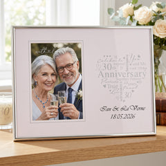 Personalised 30th Anniversary Silver Heart Photo Frame Gift Boxed