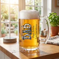 Personalised Colourful Dad Beer Glass Mug With Handle For Fathers Day Birthday or Christmas personalised beer glasses ukgiftstoreonline