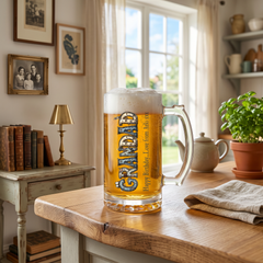 Personalised Colourful Grandad Beer Glass Mug With Handle For Fathers Day Birthday or Christmas personalised beer glasses ukgiftstoreonline