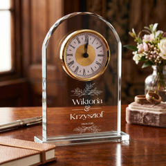Personalised Engraved Large Crystal Glass Clock Wedding Gift Or Wedding Present In Presentation Box