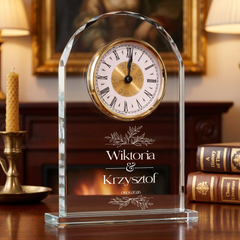 Personalised Engraved Large Crystal Glass Clock Wedding Gift Or Wedding Present In Presentation Box