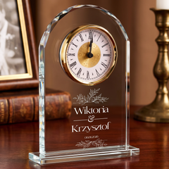 Personalised Engraved Large Crystal Glass Clock Wedding Gift Or Wedding Present In Presentation Box