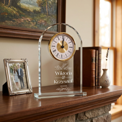 Personalised Engraved Large Crystal Glass Clock Wedding Gift Or Wedding Present In Presentation Box