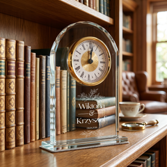 Personalised Engraved Large Crystal Glass Clock Wedding Gift Or Wedding Present In Presentation Box