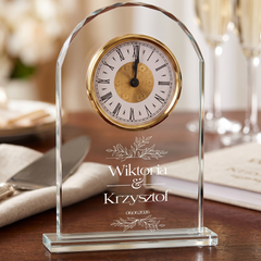 Personalised Engraved Large Crystal Glass Clock Wedding Gift Or Wedding Present In Presentation Box