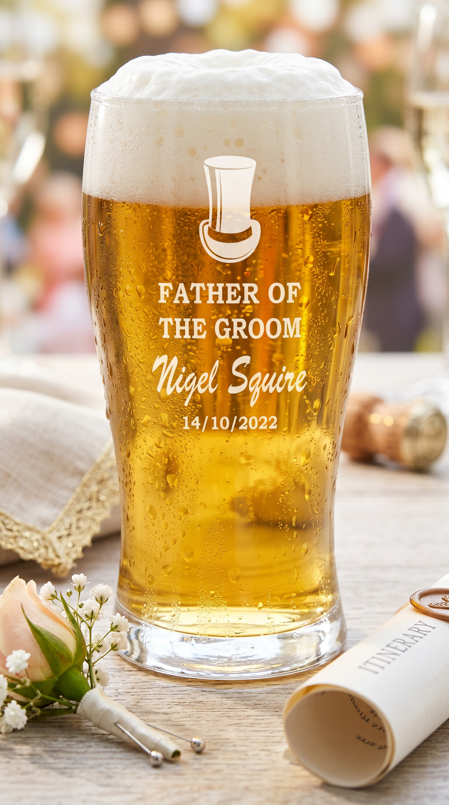 Personalised Beer Glass Wedding Favour Gift Best Man Usher Father Of The Groom personalised beer glasses ukgiftstoreonline
