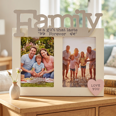 Family Photo Frame Gift With Double Aperture 6" x 4" Vintage Style With Sentiment photo frame ukgiftstoreonline