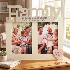 Family Photo Frame Gift With Double Aperture 6" x 4" Vintage Style With Sentiment photo frame ukgiftstoreonline
