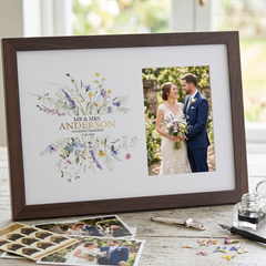 Personalised Wedding Photo Frame – Wooden 6x4 Wildflower Keepsake Gift Photo Frame ukgiftstoreonline