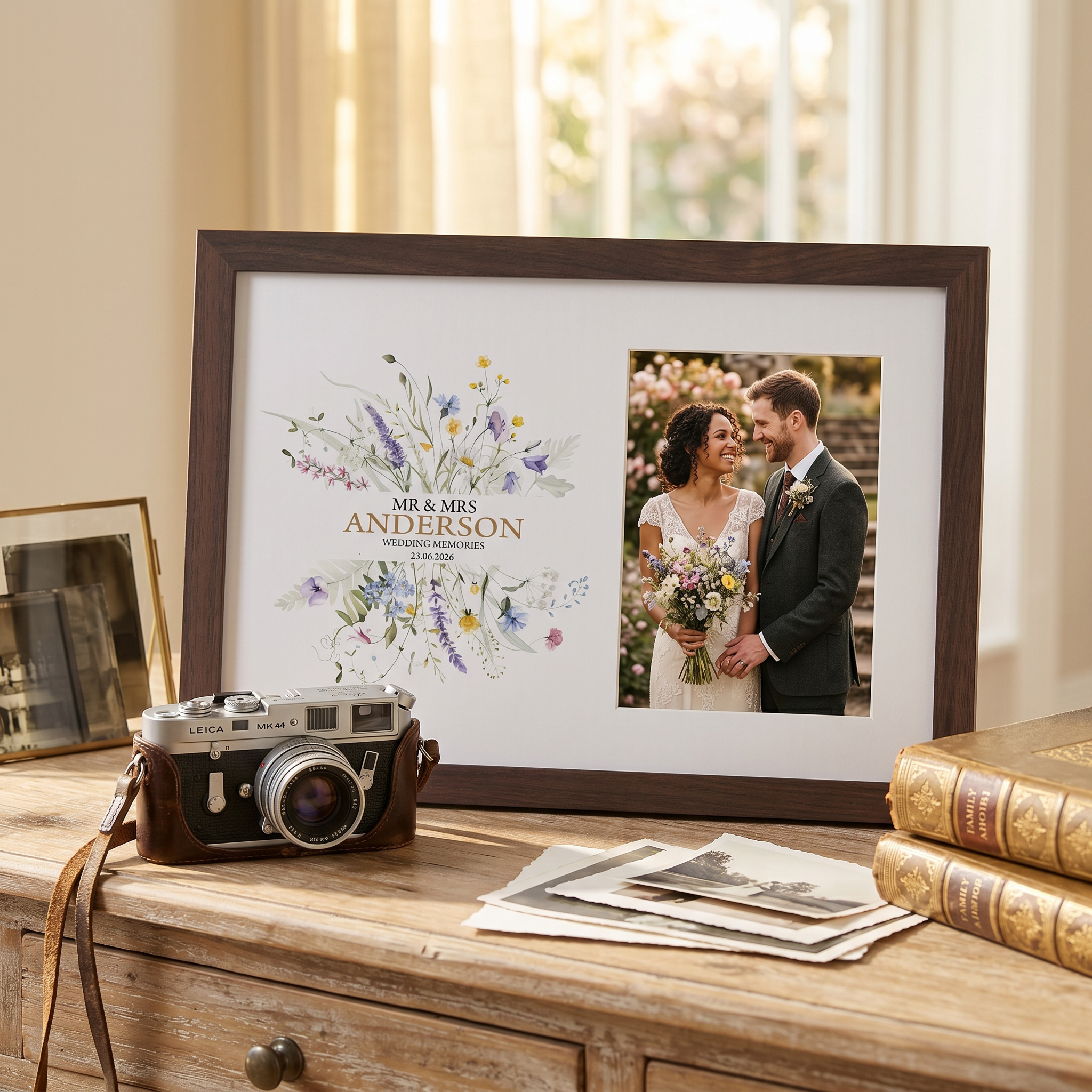 Personalised Wedding Photo Frame – Wooden 6x4 Wildflower Keepsake Gift Photo Frame ukgiftstoreonline