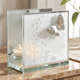 Silver Butterfly Glass Tealight Holder - Floral Gifting For Her & Homeware ukgiftstoreonline