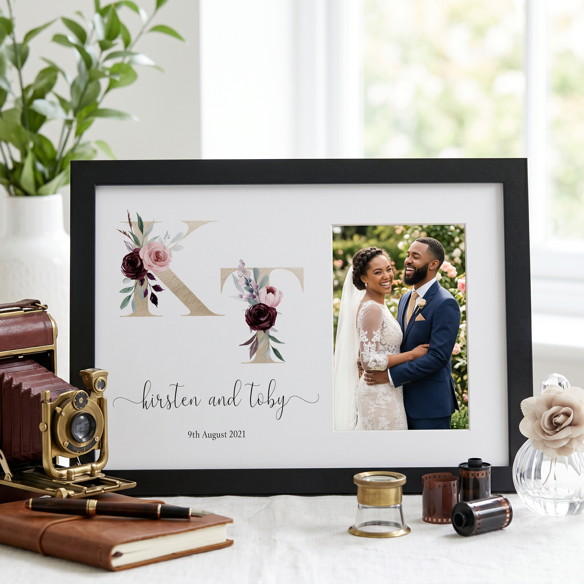Personalised Initials Wedding Photo Frame Elegant Wedding Day Photo Keepsake wedding photo frame ukgiftstoreonline
