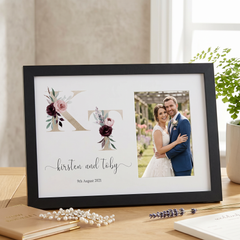 Personalised Initials Wedding Photo Frame Elegant Wedding Day Photo Keepsake wedding photo frame ukgiftstoreonline Black