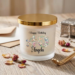 Personalised Birthday Large Candle Gift for Her | 18th 21st 30th 40th 50th 60th With Floral Numbers personalised Candle Lights ukgiftstoreonline