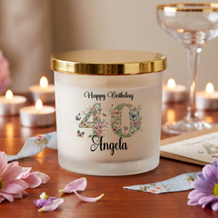 Personalised Birthday Large Candle Gift for Her | 18th 21st 30th 40th 50th 60th With Floral Numbers personalised Candle Lights ukgiftstoreonline