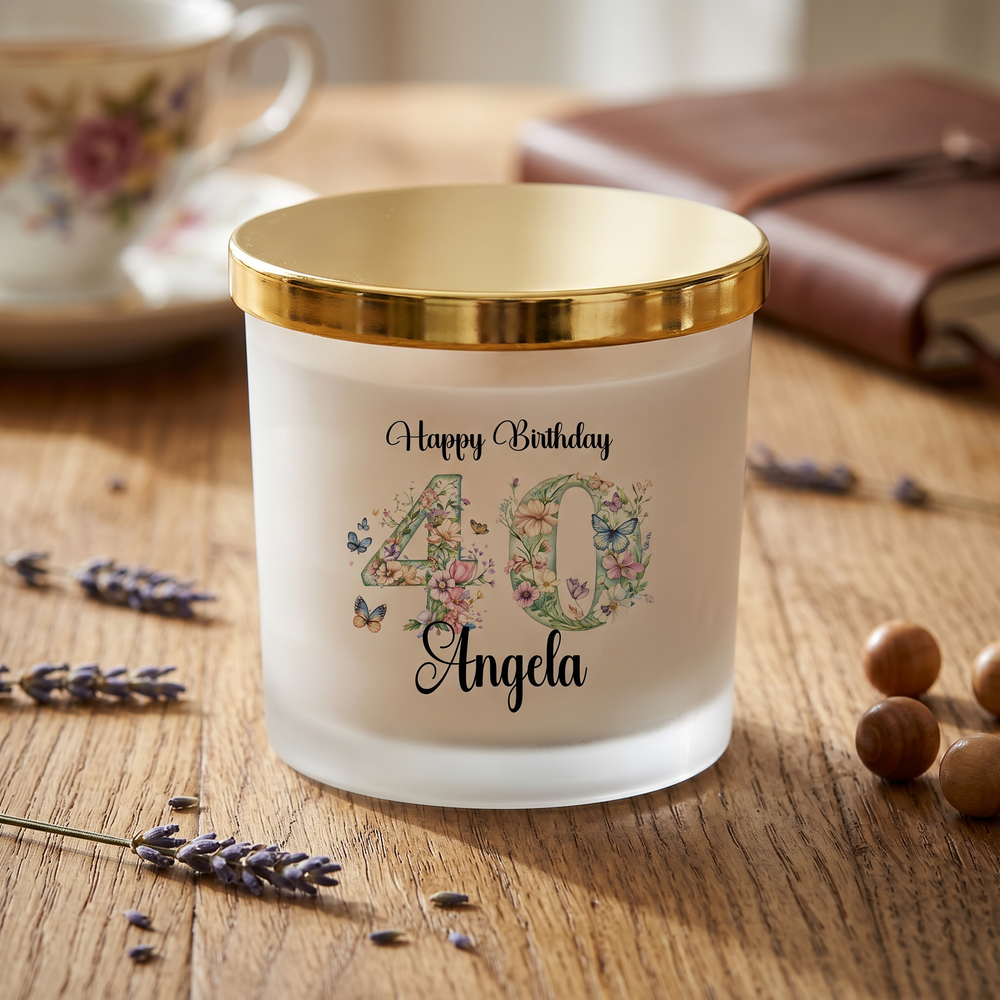 Personalised Birthday Large Candle Gift for Her | 18th 21st 30th 40th 50th 60th With Floral Numbers personalised Candle Lights ukgiftstoreonline