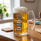 Personalised Colourful Daddy Beer Glass Mug With Handle For Fathers Day Birthday or Christmas personalised beer glasses ukgiftstoreonline