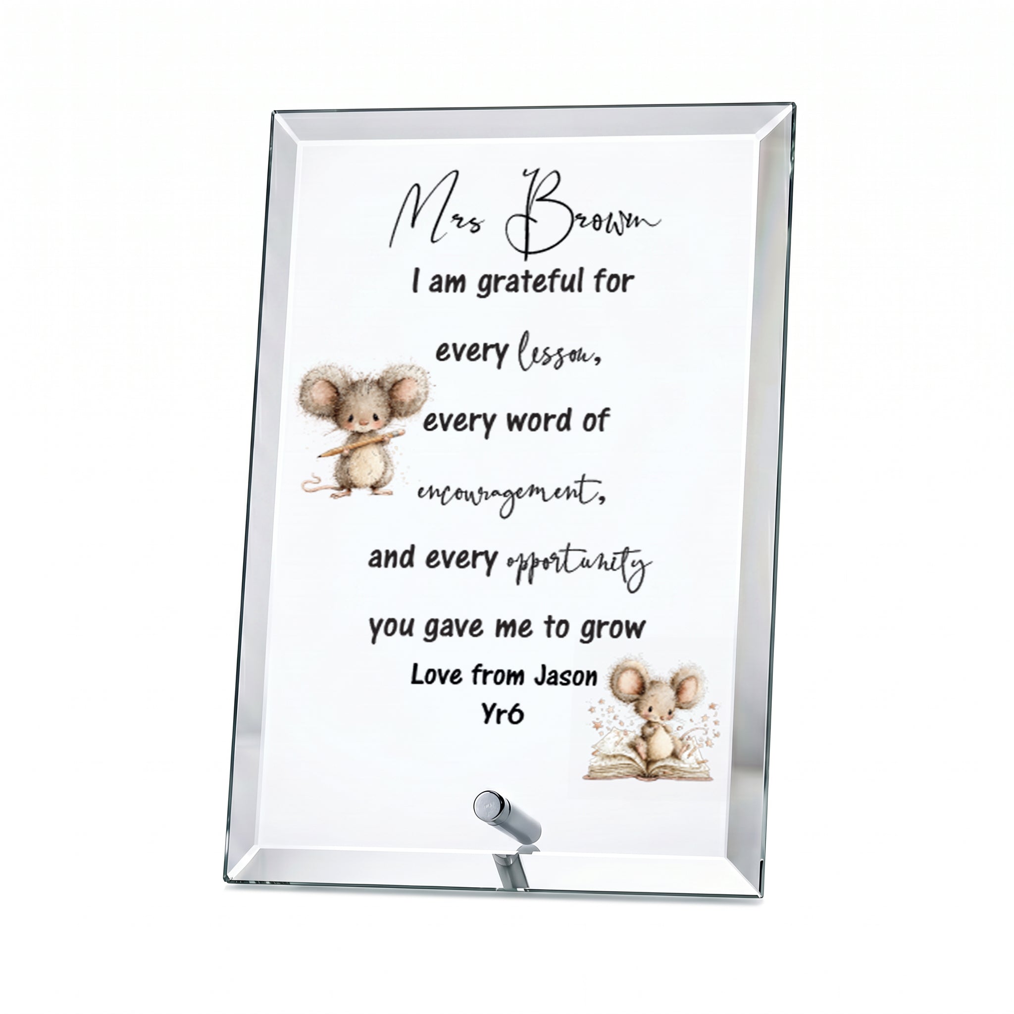 Personalised Teacher Gift Plaque, Keepsake, Encoragement Quote (18cm x 13cm, Thick Glass, Custom Print) ukgiftstoreonline