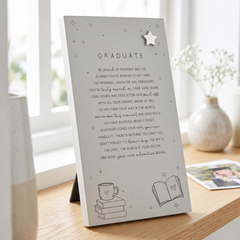 Graduate Plaque Gift – Standing Plaque With Sentimental Quote & Elegant Illustrations