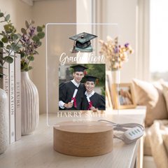 Personalised Male Graduation Photo Frame – LED Light Up Acrylic Keepsake (USB Powered) ukgiftstoreonline