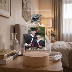 Personalised Male Graduation Photo Frame – LED Light Up Acrylic Keepsake (USB Powered) ukgiftstoreonline