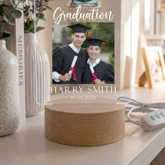Personalised Male Graduation Photo Frame – LED Light Up Acrylic Keepsake (USB Powered) ukgiftstoreonline